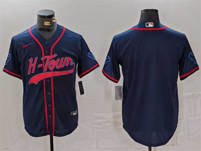 Mens Houston Texans Blank Navy With Patch Cool Base Stitched Baseball Jersey->houston texans->NFL Jersey